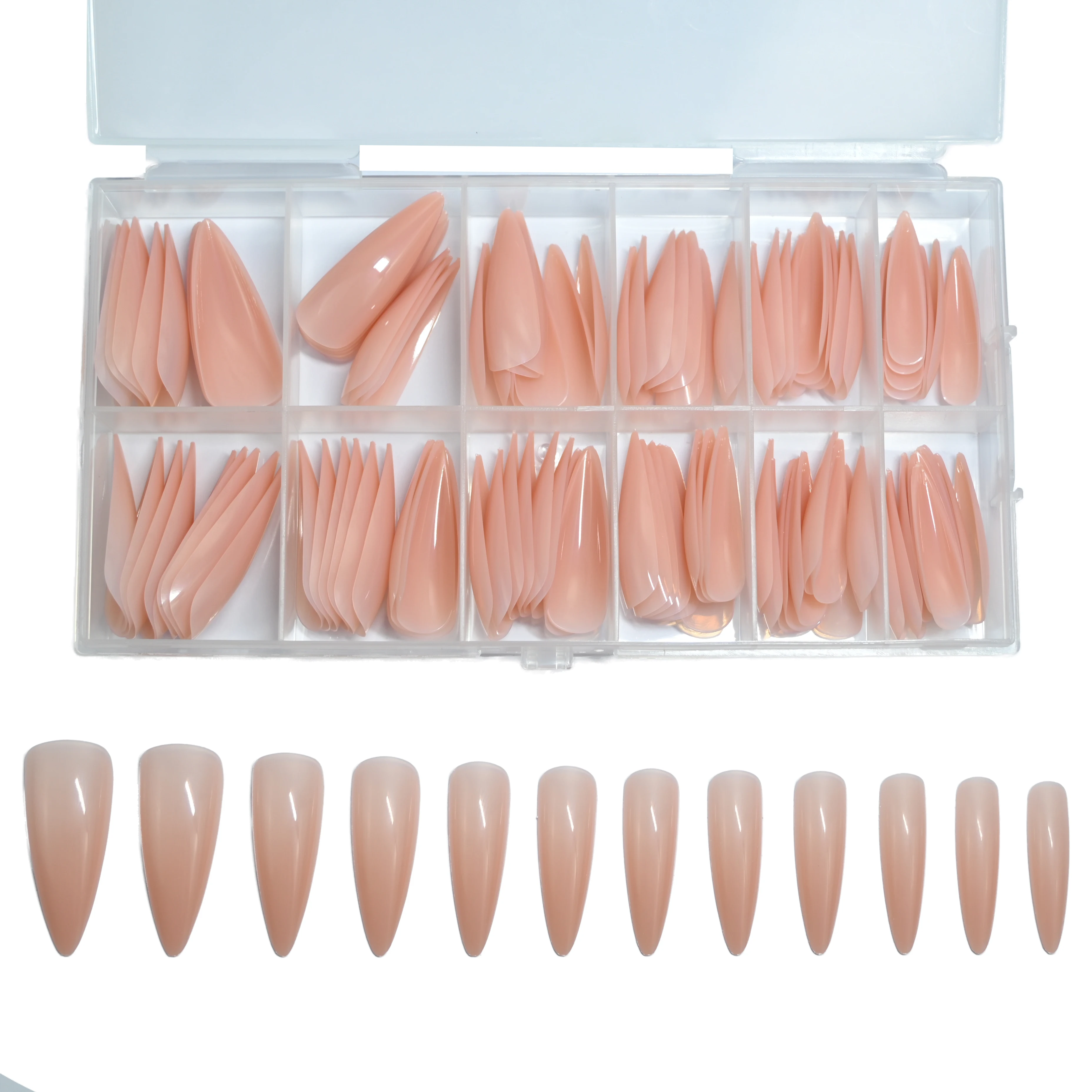 120 Stück Langlebige Verlängerungs-Kunstnagelspitzen Vollabdeckende Nagelspitzen Künstliche Fingernägel UV-Gel-Lack Schnelle Aufbauform Maniküre-Werkzeug – Detail 2