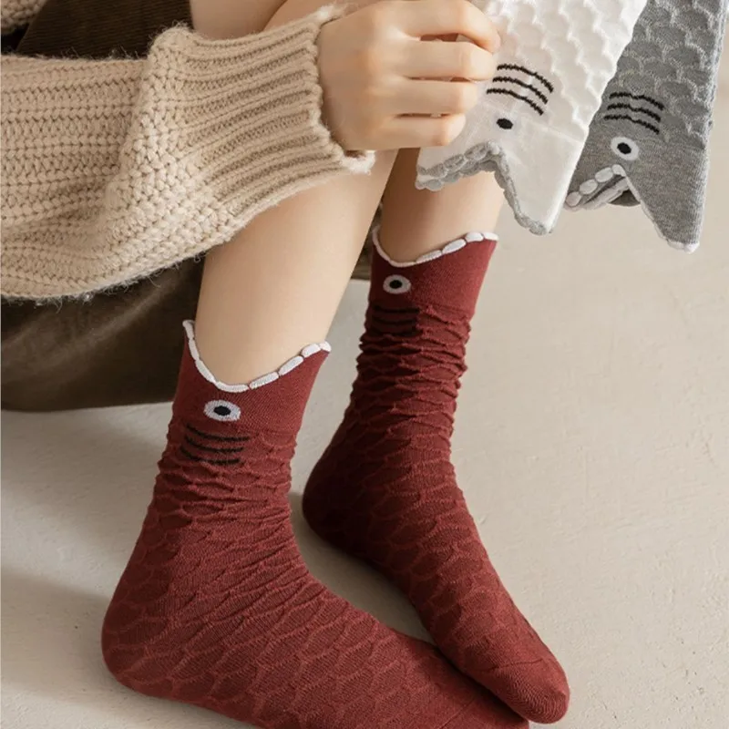 Calcetines de Algodón para Mujer, Primavera-Verano, Novedad, Calcetines Lindos de Media Caña, de Alta Apariencia, Calcetines de Año Nuevo, Tendencia de Moda, Color Sólido, Venta al por Mayor