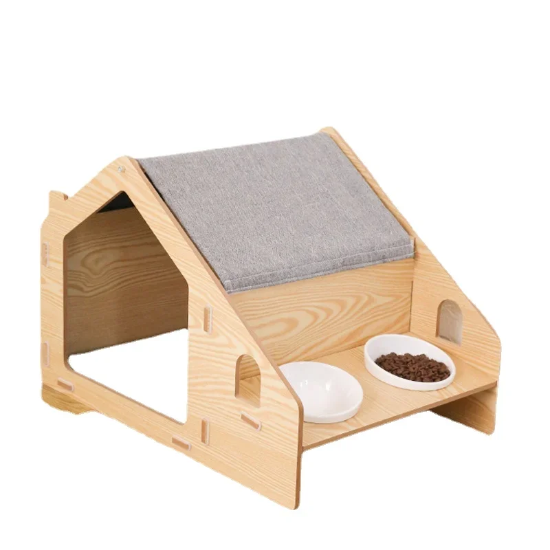 Enclosed Solid Wood Cat Nest, Detachable Cat Villa, Stable and Tip-Proof, Pet Accessories, Year-Round