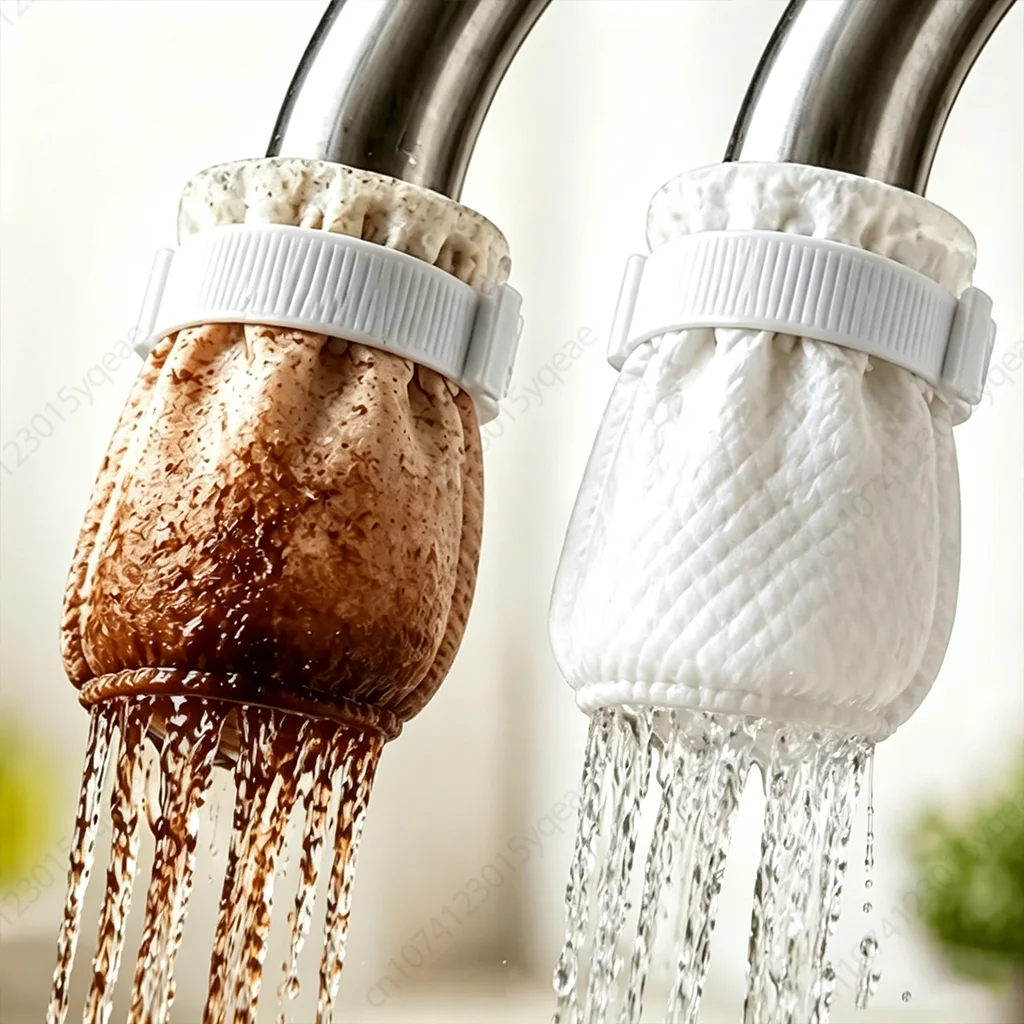 1-10Bags Thick Heavy Duty Faucet Filter Pad Anti Splash Removes Sediment Rust Scale for Kitchen Tap Water Durable Reusable