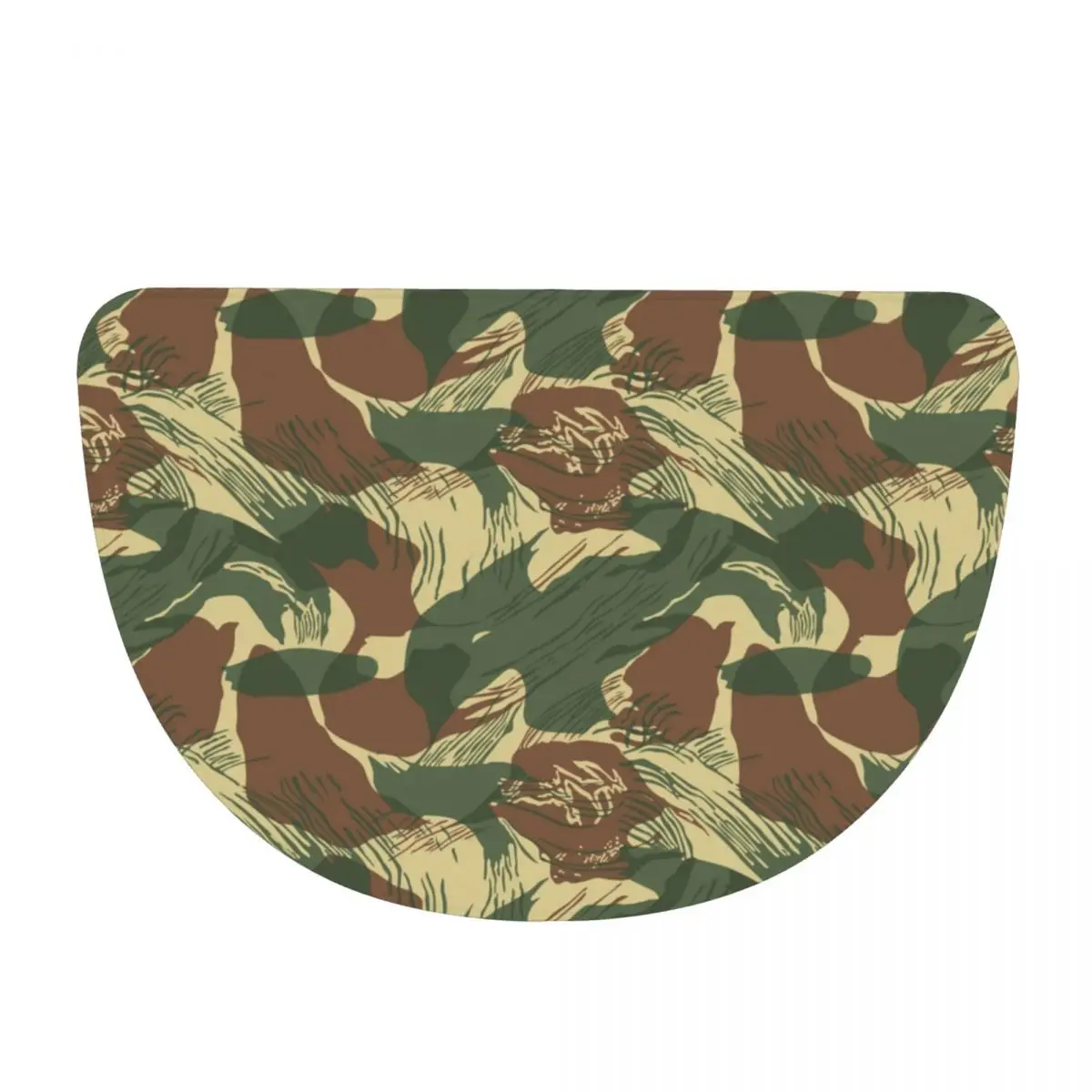 Rhodesian Brush Stroke Camouflage Soft Flannel Half Round Doormat Non Slip Bathroom Mat Absorbent Floor Carpet for Living Room