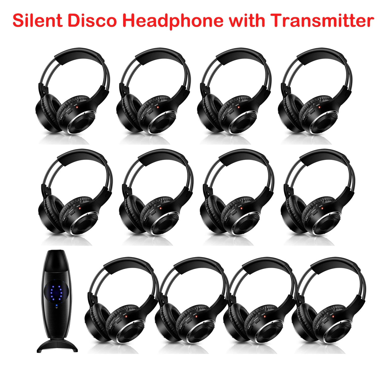 Silent Disco Wireless Foldable Headphones 20 pcs with 1/2/3 Transmitters