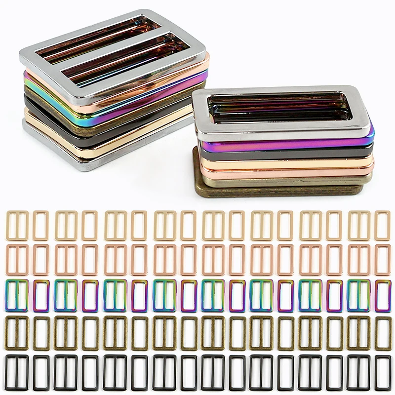 30Pcs 20-50mm Metal Tri-Glide Slider Clasps Handbag Ring Buckles Strap Belt Webbing Backpack Loop Hook DIY Sewing Accessory