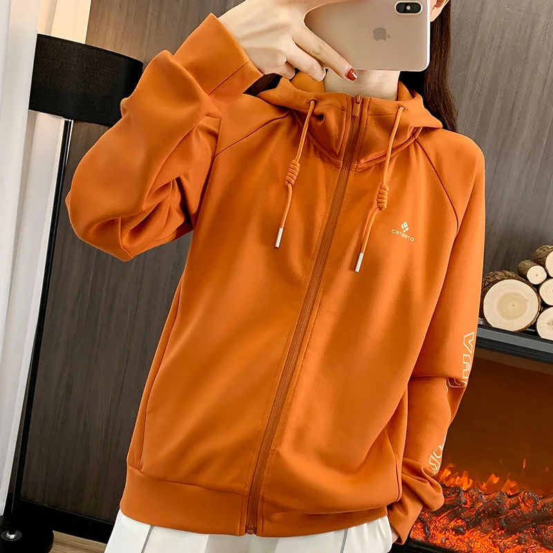 New Spring and Autumn Coat Women's Outdoor Hoodie Hooded Cardigan Elastic Clothing Fashion Show Slim Casual Shirt Camping