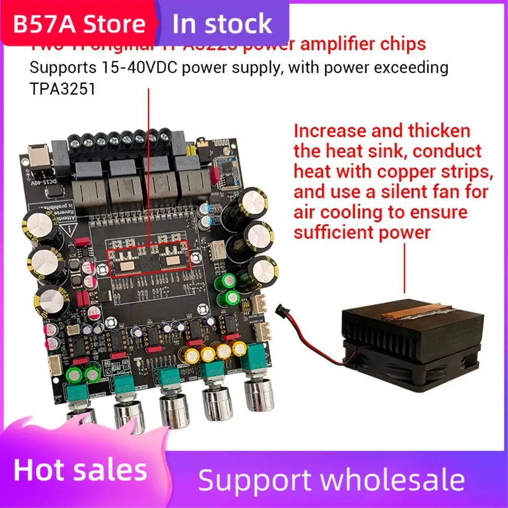 

B57A ZK-APTX2 TPA3223 2.1 Channel Sound Power Amplifier Board 200W+200W+400W Bluetooth Subwoofer Audio Amp Module