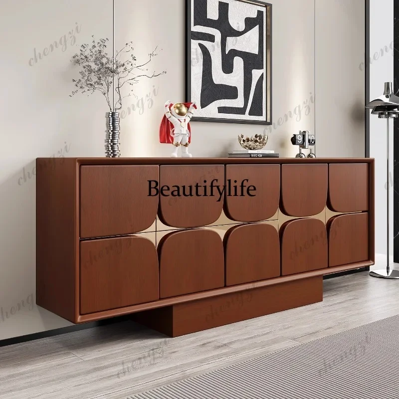 D1089 Italian light luxury door cabinet modern minimalist solid wood decoration storage dining side cabinet bedroom bedside cabi - view 4