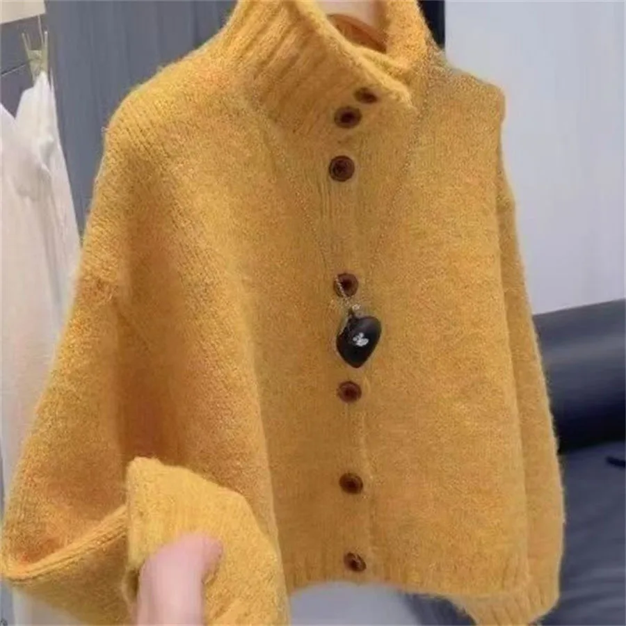 

2026 New Autumn Winter Korean Long-sleeved Knitted Cardigan Women's Sweater Single-breasted Sweaters Top Ladies short Jacket