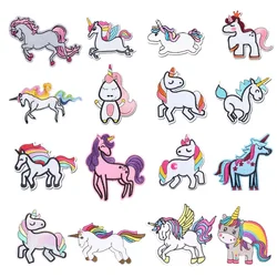 Cartoon Unicorn Patches Flower Stickers Diy Iron on Clothes Heat Transfer Applique Embroidered Patch Applications Cloth Fabric H