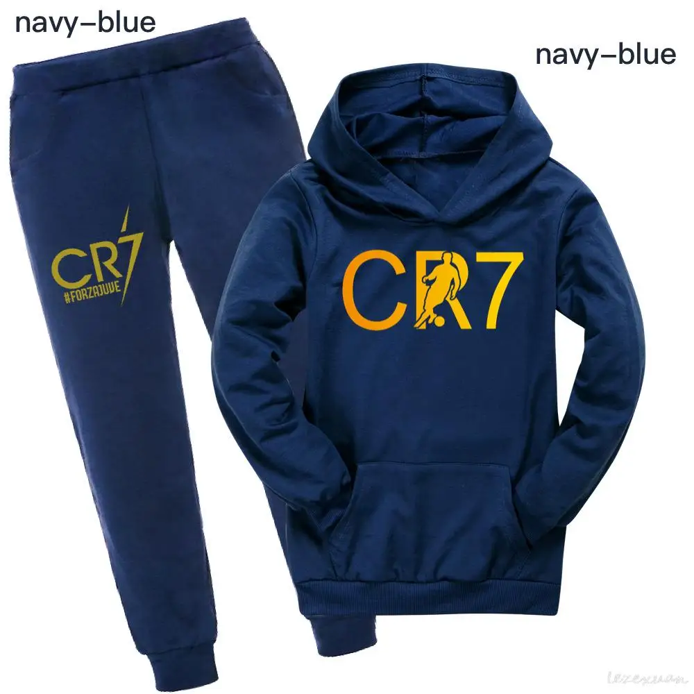 2023 New CR7 Autumn and Spring boys Sets Hoodies+Pants Harajuku Sport Suits Casual Girls Sweatshirts Tracksuit Kids Sportswear