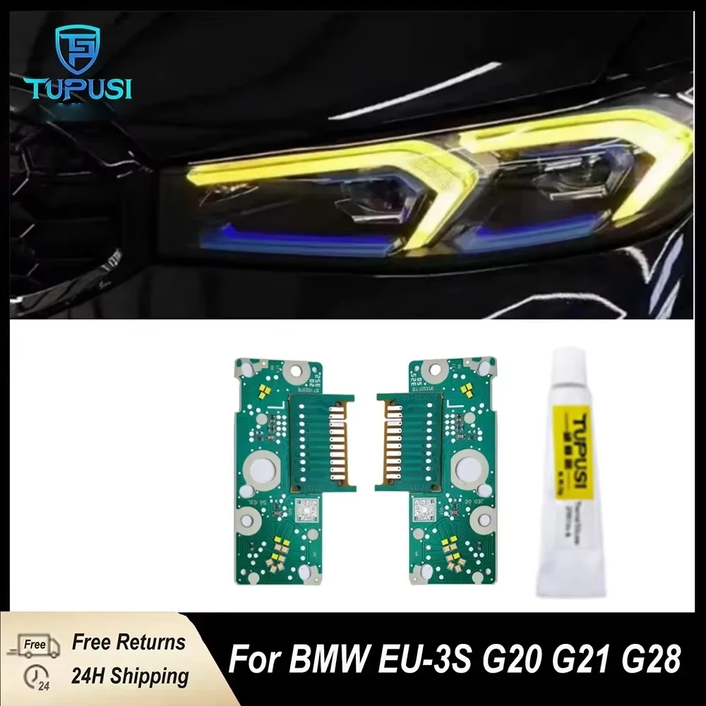 For BMW 3 Series G20 G28 I3 LCI DRL Lemon Yellow LED Panel Superbright Laser Daytime Running Lights Yellow Headlight DRL Module