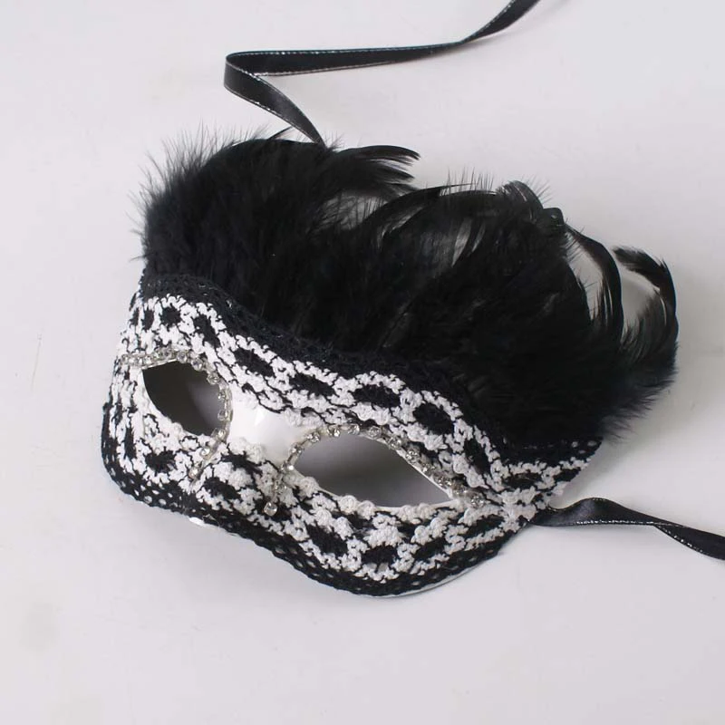 Feather Hair Half Face Masquerade Masks Nightclub Party Show Dress accessori per passerella Festival decorare maschera da uomo veneziana per ragazzi