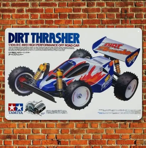 Affiche métallique vintage pour voiture RC - Tamiya Dirt Buggy 20x30cm - aluminium
