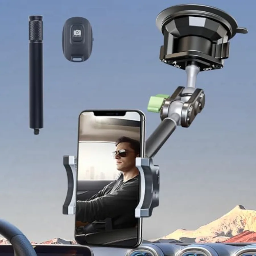 Universal Magic Arm Suction Car Phone Mount for Video Recording and Vlog Shooting on Windshield Window Glass or Dashboard Compa