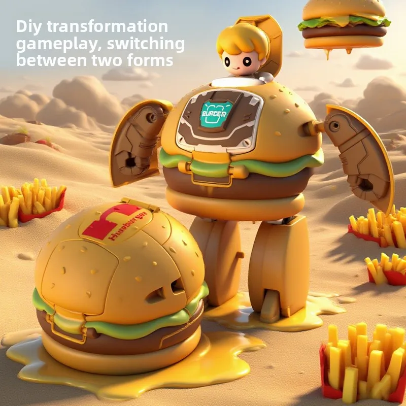 Transformer Burger Toy King Kong Fries Cone Coke Robot Food Model Mecha Boy and Girl Children's Gift