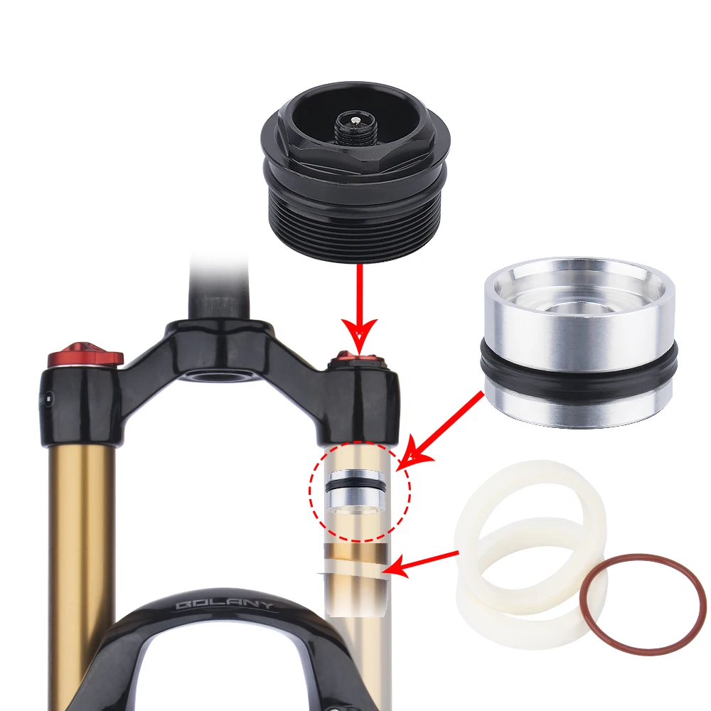 MTB Suspension Fork 32MM Oil Sealed Lubricating Sponge Ring Damping Rod Air Top Cap Piston Valve Cover Front Fork Repair Parts