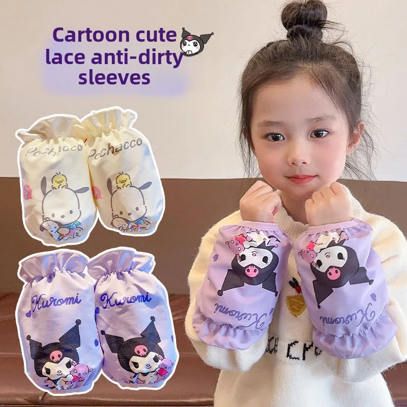 Sanrios children's waterproof sleeves cartoon Kuromi girl school down jacket anti fouling sleeves autumn and winter cute sleeves