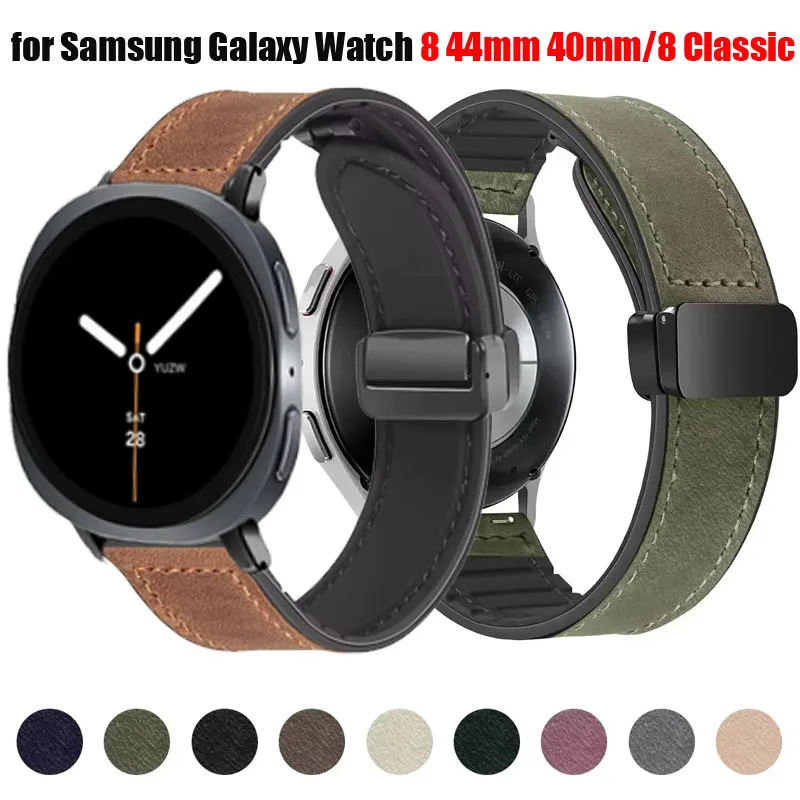Silikon-Lederarmband für Samsung Galaxy Watch 8 44 mm 40 mm magnetisches Armband für Galaxy Watch 8 Classic 46 mm Correa