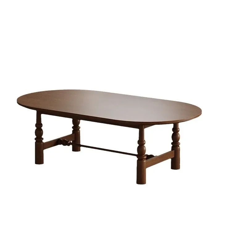 

Medieval style coffee table oval coffee table retro solid wood coffee living room log style small table