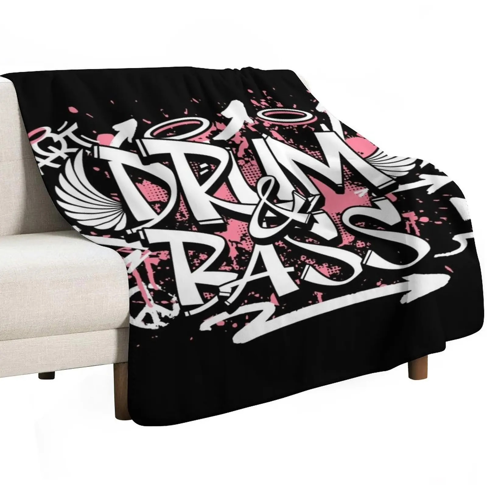 DRUM AND BASS - Graffiti Steez (pink/white) Throw Blanket Lightweight Cozy Blanket for Bed Sofa view 2