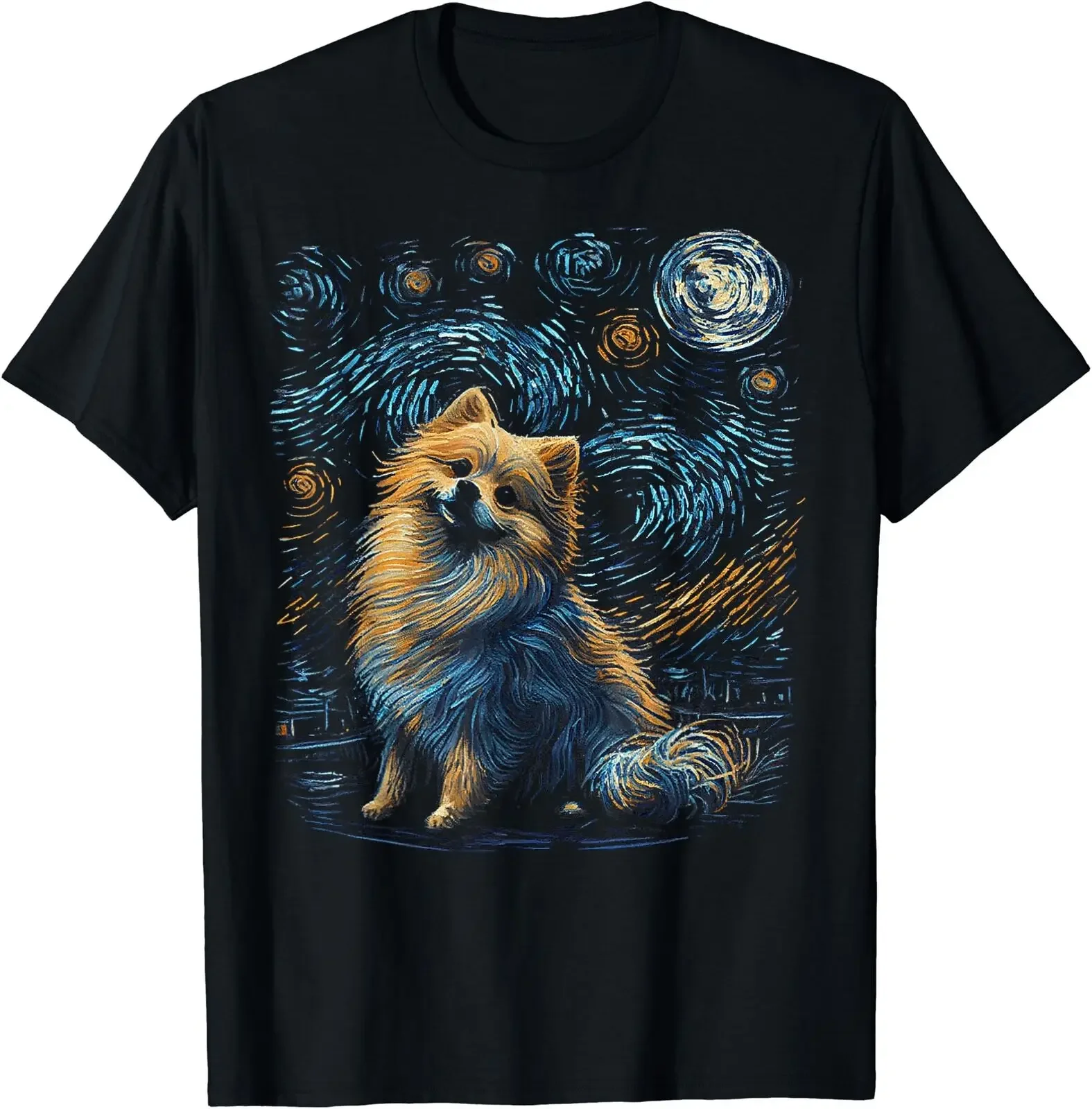 Pomeranian Dog Starry Night Van Gogh Dogs Lover T-ShIRT Size S-5XL