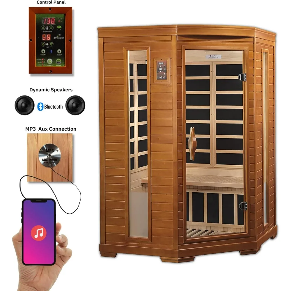 Sauna inframerah sudut rumah 2 orang, Sauna dalam ruangan EMF rendah ukuran penuh Spa pribadi dalam ruangan 49 "x 48" x 76"