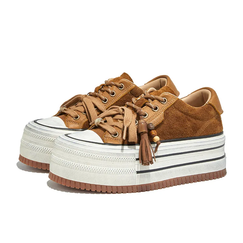 

Новинка, женские кроссовки на платформе со шнуровкой из натуральной кожи, удобные дизайнерские повседневные туфли на плоской подошве для женщин, обувь для скейтборда в студенческом стиле