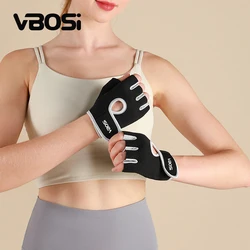 1 Pair Unisex Adjustable Sports Gloves with Anti-slip Silicone Dots for Weightlifting Cycling Squat