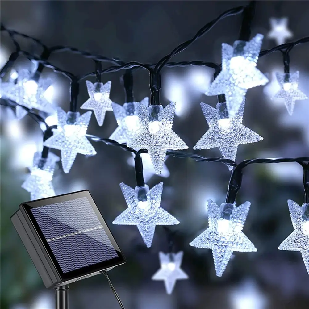 Zonne-Ster Lichtslingers 100led 8 Modi Buitenshuis Kerstverlichting Waterdichte Ster Twinkelverlichting Voor Kerst Gazon Tuinen Patio