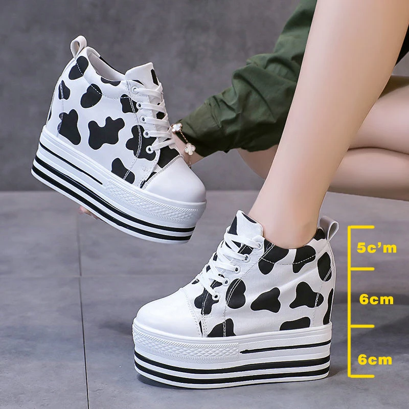 12cm Super High Heel Female Platform Wedge Shoes Chunky Women Casual Sneakers Female Spring Summer Loafer for Female Shoes