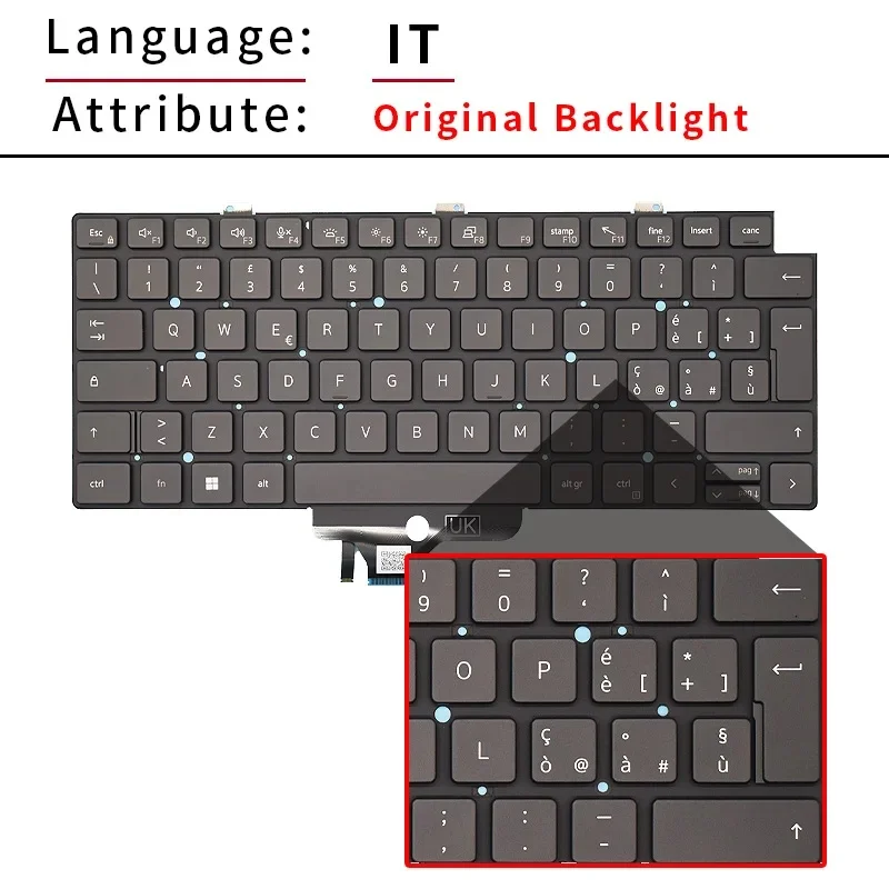 Replacement Backlit Laptop Keyboard for Dell Latitude 5320 5330 5340 5350 7320 7330 P133G US RU SP IT Layout
