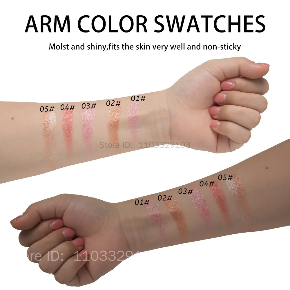 Pearly Blush รูปแบบหินอ่อน Face Baked Brighten Blush Highlight ยาวนาน Natural Highgloss High Pigment Contour แต่งหน้า
