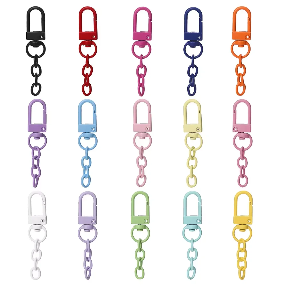 

10 шт./лот цветные брелки с застежкой-лобстером | С цепочкой для изготовления ювелирных изделий своими руками, пряжкой для сумок и крючками для ключей