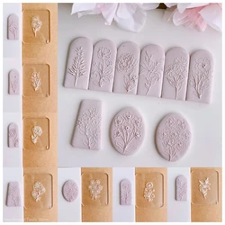 Soft Pottery Polymer Clay Embossing Stamp Acrylic Texture Mat Floral/Face Line Clay Cutter for Earring Jewelry Pendant Making