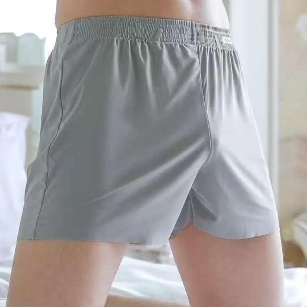 

Мягкие однотонные мужские трусы-боксеры, бесшовные мужские трусы со средней талией из ледяного шелка, 3 шт., шорты большого размера, трусы, подарки