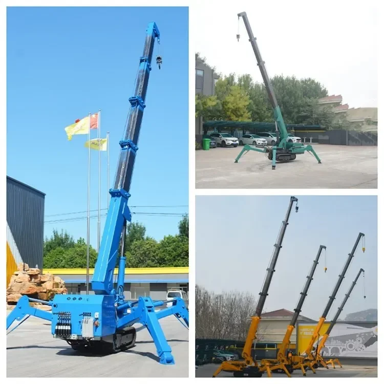 Long Performance Life 5 Ton Mini Spider Crawler Crane Spider Crane With Long Arm Fly Jib