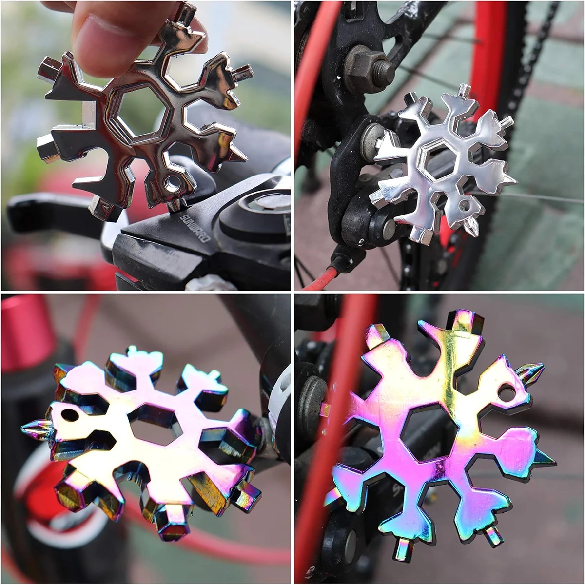 18-in-1 Snowflake Multifunction Tool Stainless Steel Snowflake Bottle Opener/Flat Phillips Screwdriver Kit/Wrench Camping Tool