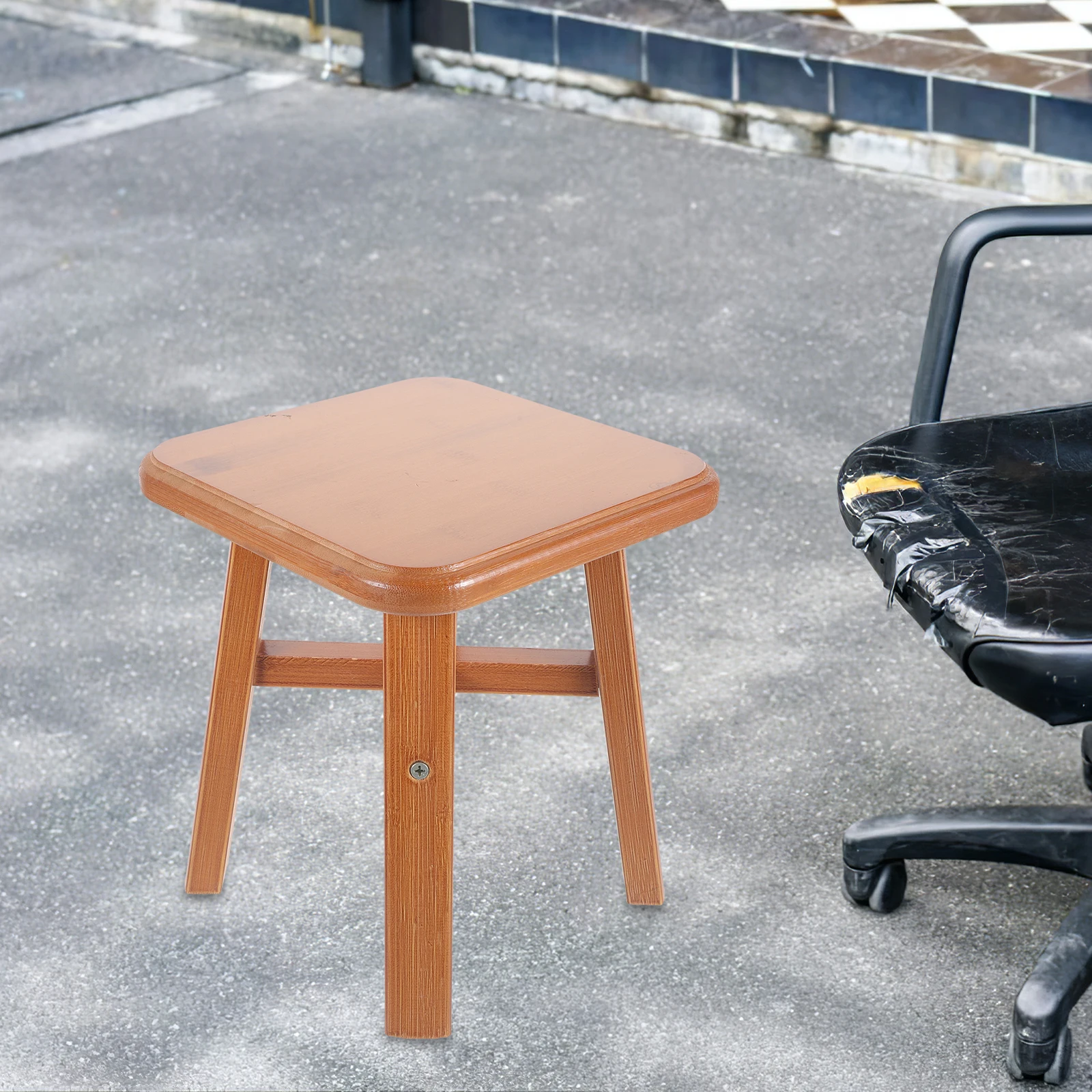 

Wooden 24cm High Small Square Stool Living Room Home Office Outdoor Sitting Sturdy Shoe Changing Stool