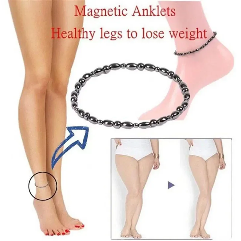 2024 Lose Weight Anklet Fashion Women Men Girl Boy Charm Magnetic Black Stone Anklets Natural Black Health Jewelry Care Anklet