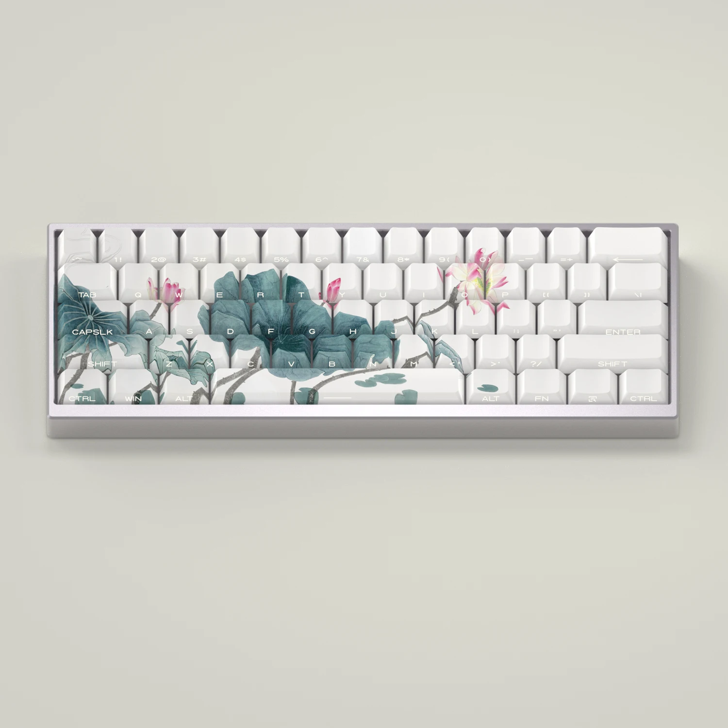 

130 Keys Keycaps Love of the Lotus Flower White PBT Dye Sublimation Cherry Side Print Backlight Mechanical Keyboard AULA F75