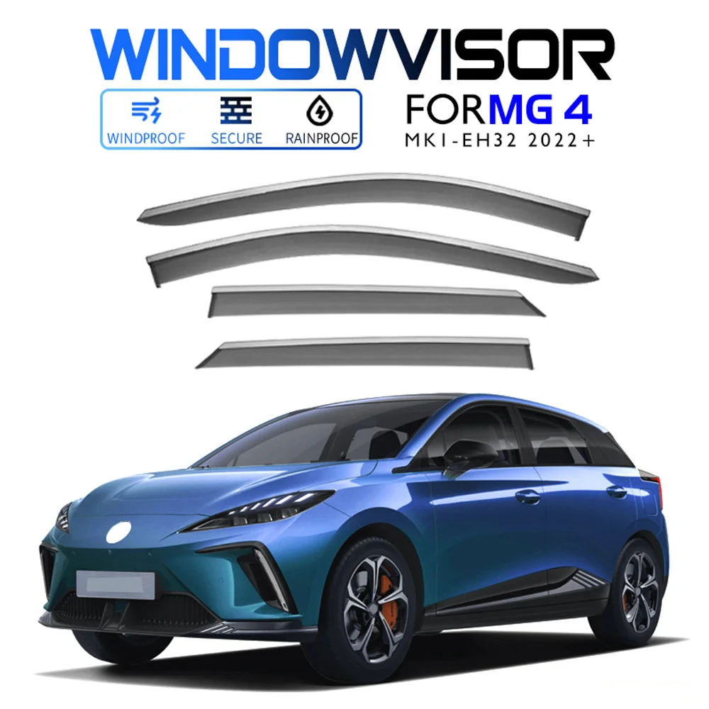 

Chrome Strips Rain Guards for MG 4 EV (EH32) 2022-2023 Window Visor Wind Deflectors Door Visor Vent Shades Ventvisor