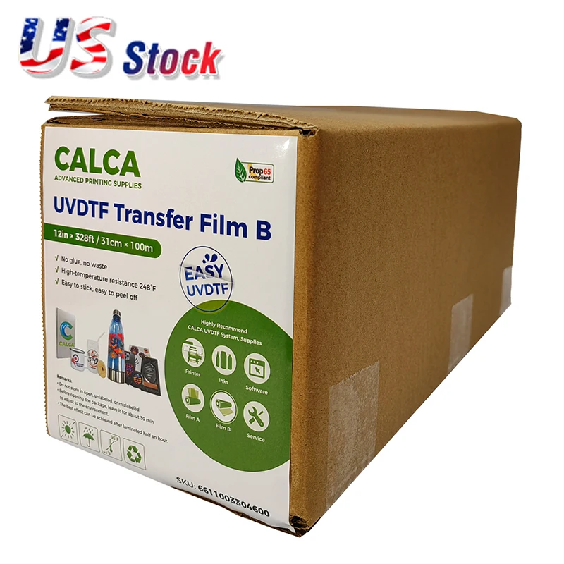 

US Stock CALCA 12in x 328ft (31cm x 100m) UV DTF Transfer Film B Roll Crystal Label Transfer Film, Positioning Film Wholesale