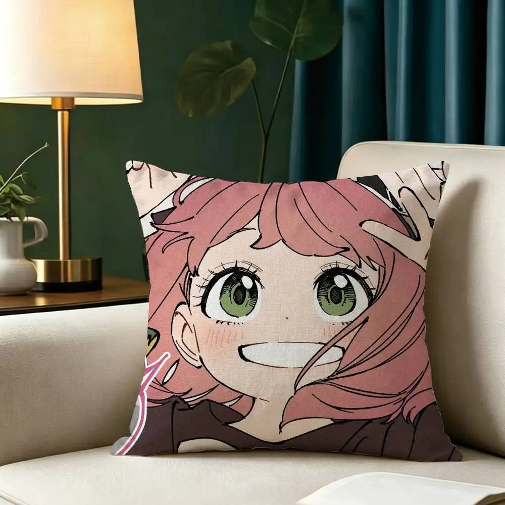 S-SPY FAMILY A-Anya Square Double-Sided printed Pillow Case Bedroom Bedside Pillow Sofa Cushion Cover