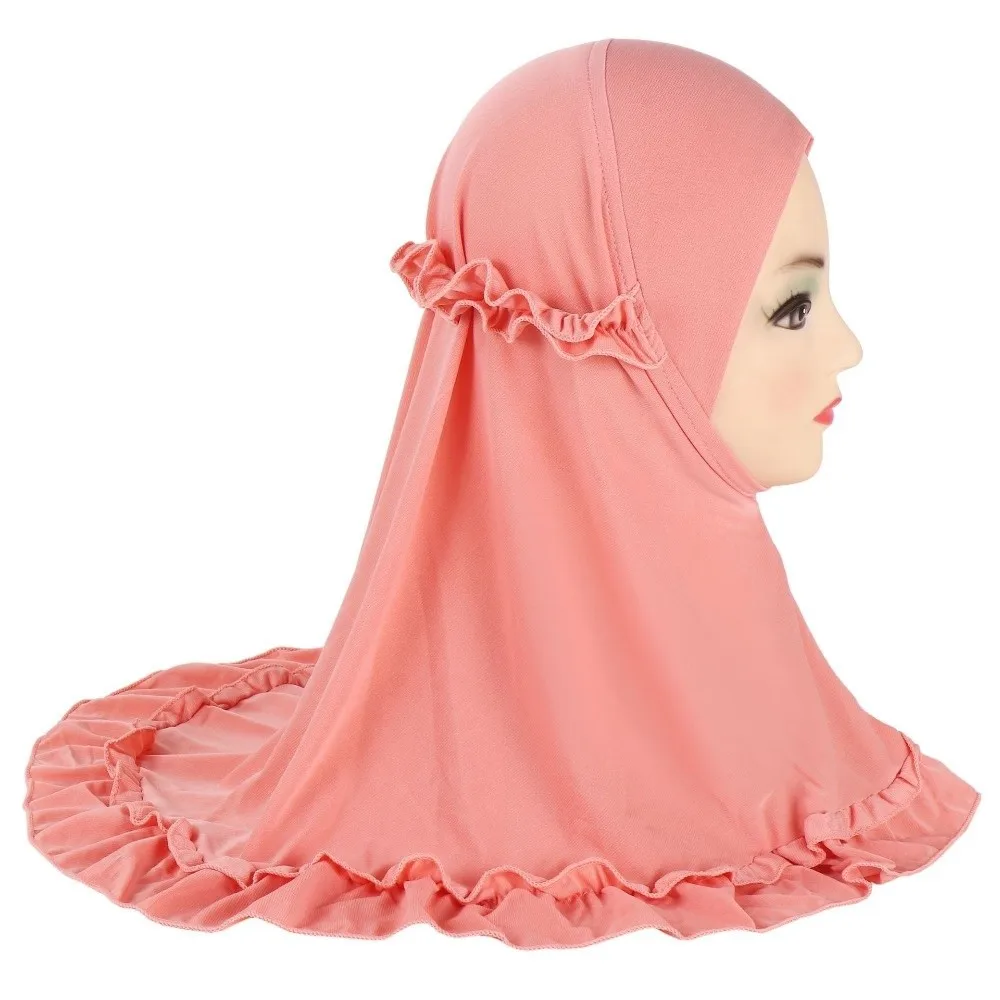 Elegant With Crinkles Ruffled Hem Hijab Soft Breathable Girl's Head Scarf Cute Convenient Turban Caps Daily Wear