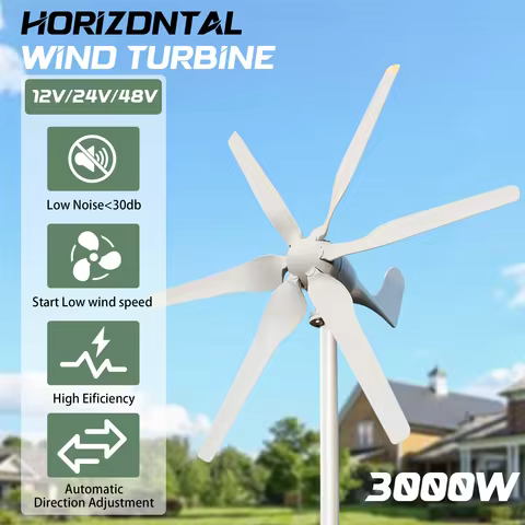 3000W High Efficiency Wind Turbine Off Grid System 12V 24V 48V Output Voltage Home Appliance Power Supply System