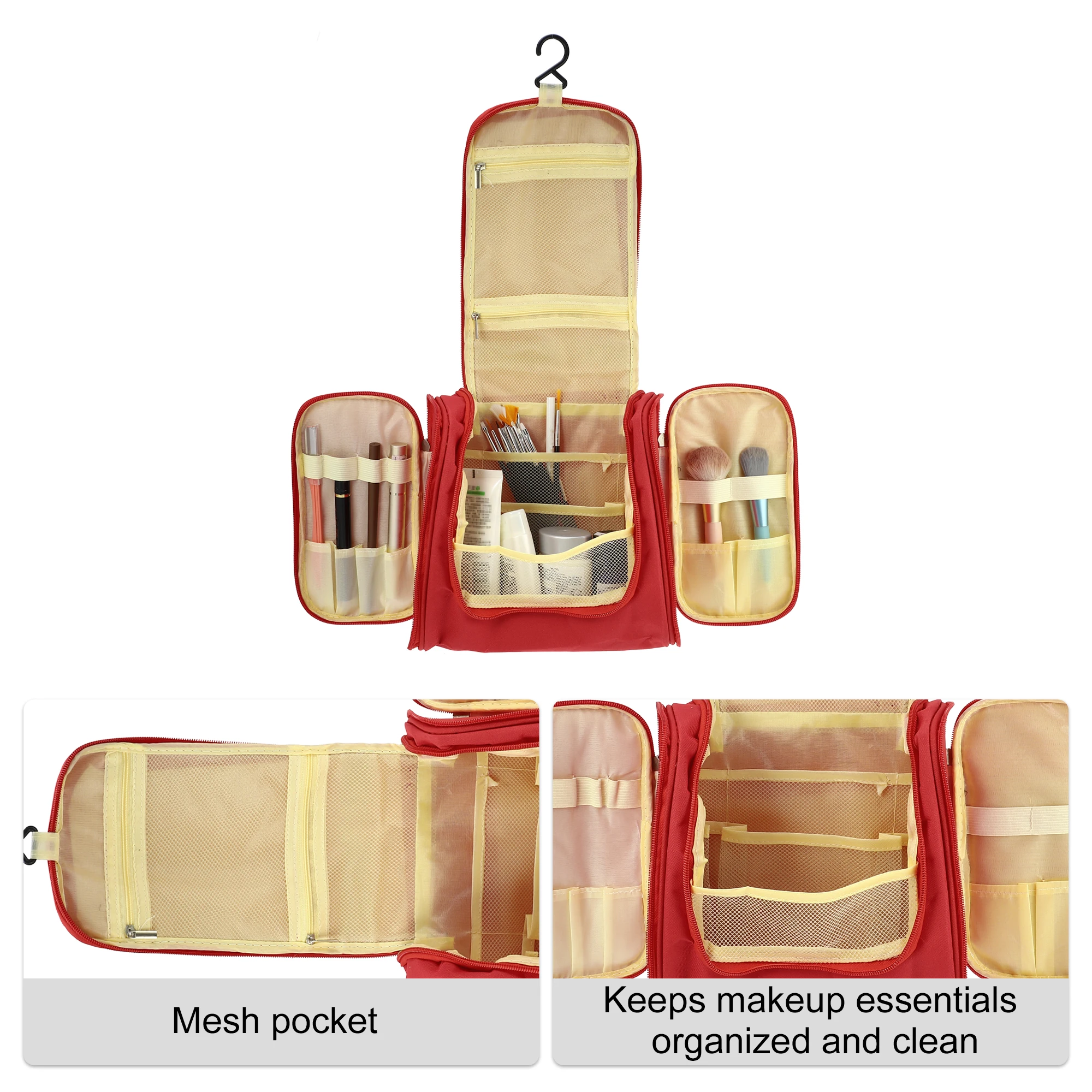 VOCOSTE borsa per il trucco da viaggio di grande capacità porta pennelli per il trucco borsa per cosmetici borsa per cosmetici strumenti per l'organizzatore di stoffa Oxford Kit da toilette