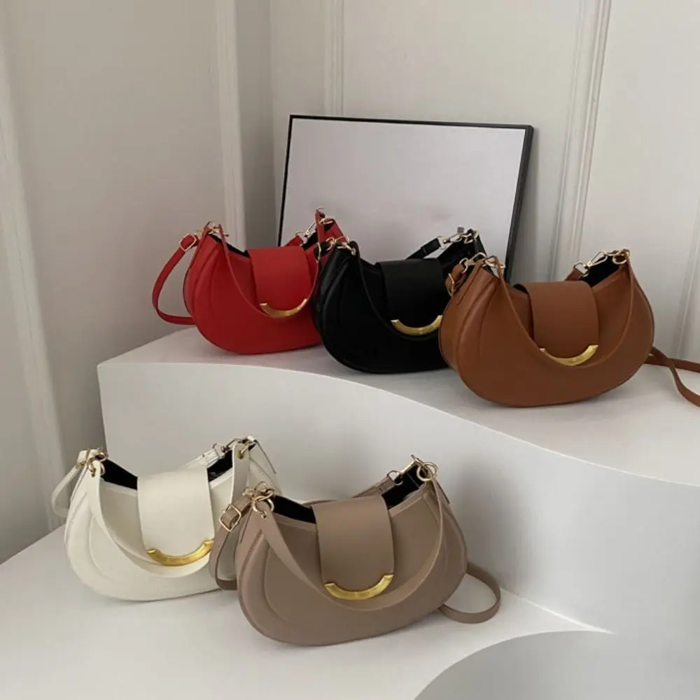 

Ins маленькая сумка через плечо из искусственной кожи в форме полумесяца, простая мини-сумка-тоут, большая вместительная женская сумка через плечо для девочек