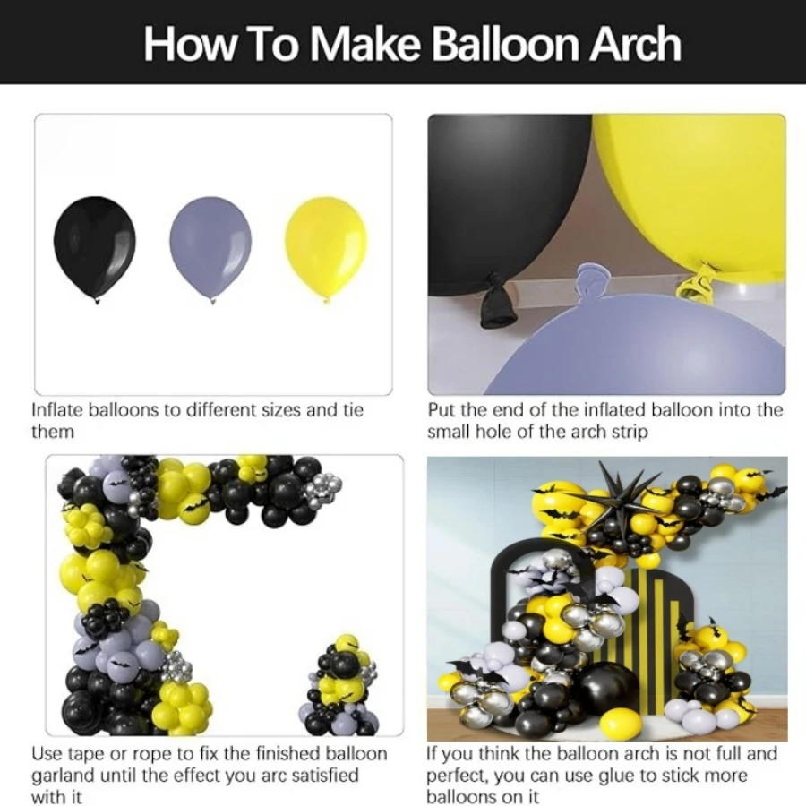 137-Piece Set of Bat-Themed Party Balloon Arch Kit Balloon Set Birthday Party Decoration