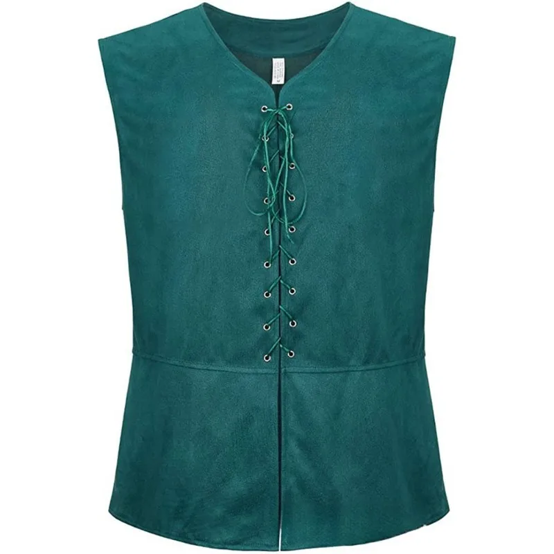 

Мужской винтажный готический жилет в стиле стимпанк, средневековый пиратский жилет на шнуровке для косплея и ренессансных ярмарок