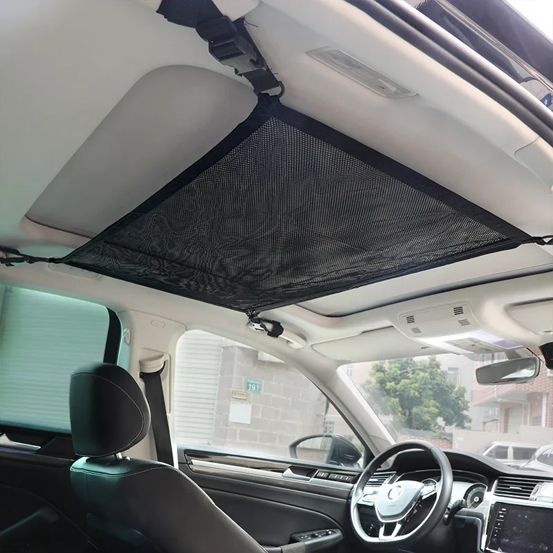 SUV Auto Dach Cargo Net Lagerung Tasche Atmungsaktive Mesh Decke Organizer Starke Tragende Platzsparende Innen Zubehör Fit – Detail 3