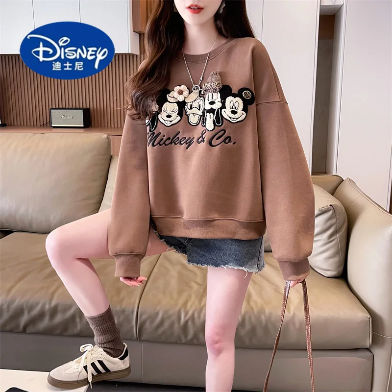 

Disney Women's 2025 Cropped Hoodie in Beige | Soft Cotton Fleece | Petite-Friendly Trendy Top